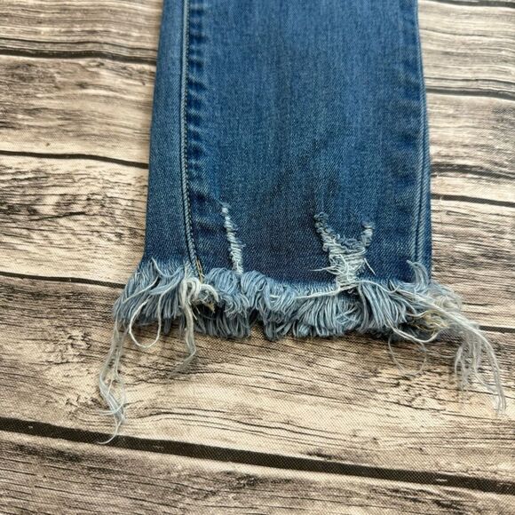 KanCan Women's Distressed Skinny Raw Hem Blue Jeans 5 26 High Rise Zipper Pocket - Picture 7 of 12